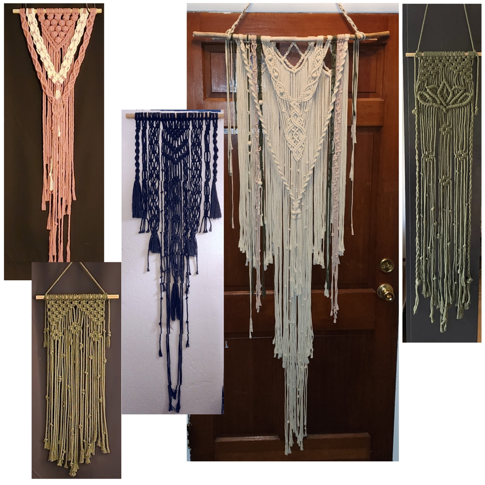 Some of Knot Kathy's Larger Macrame pieces Made in NY