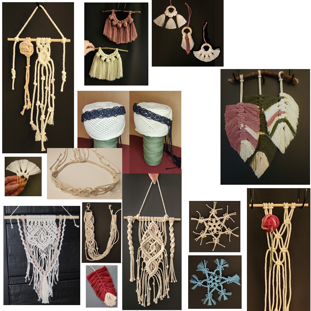 Some of Knot Kathy's Smaller Macrame pieces Made in NY